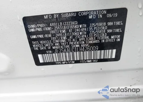 2020 Subaru Forester Sport from USA, damaged, VIN JF2SKALC1LH426009